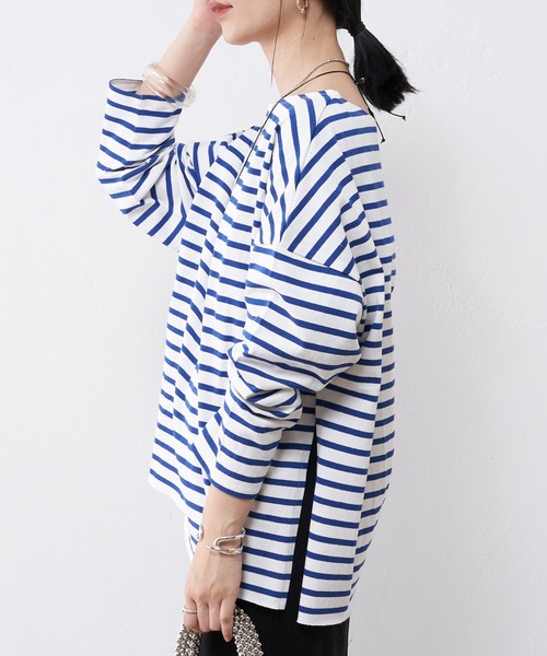 SHENERY（シーナリー）の「【WEB限定】サイドスリットボーダーカットソー（Tシャツ/カットソー・レディース・ブルー/ブラック/ピンク・FREE）」の7枚目の写真