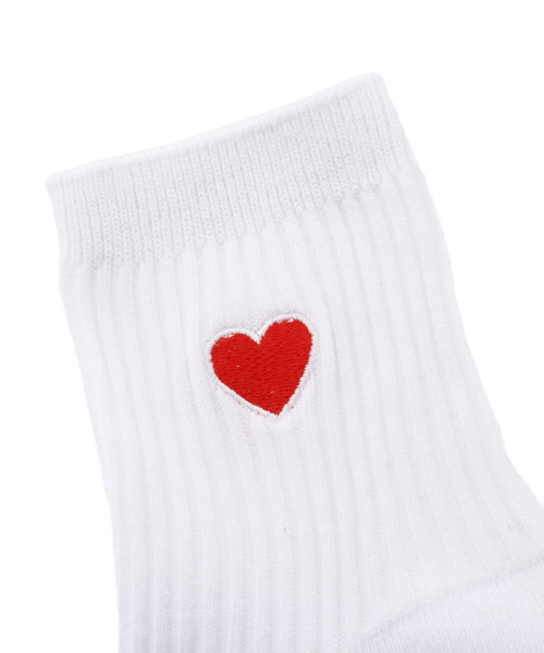 WEGO（ウィゴー）の「WEGO/ハート刺繍ソックス（ソックス/靴下・レディース・ホワイト・FREE）」の2枚目の写真