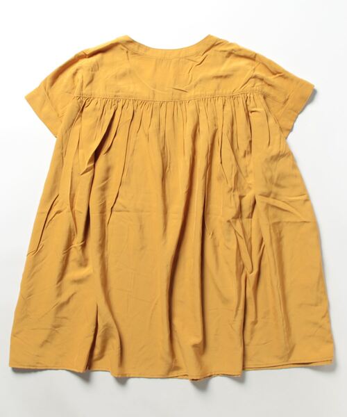 m.f.editorial（エムエフエディトリアル）の「m.f.エディトリアル レディース アイスグログラン バンドカラー半袖ブラウス（シャツ/ブラウス・レディース・イエロー系その他/ネイビー・LARGE/MEDIUM）」の3枚目の写真