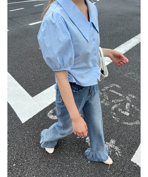 PHILLY(フィリー)の「サイドドロストブラウス(シャツ/ブラウス・レディース・ブルー/ホワイト・FREE)」の5枚目の写真