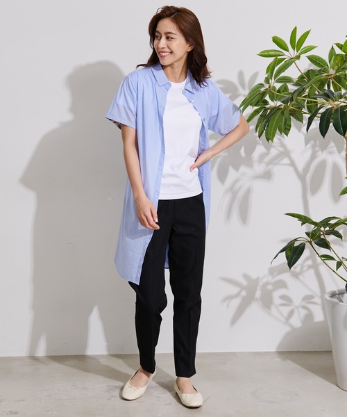 Arnold Palmer（アーノルドパーマー）の「ギャザー 半袖 シャツワンピース（シャツワンピース・レディース・ホワイト/ブラック/サックスブルー・S/M/L）」の17枚目の写真