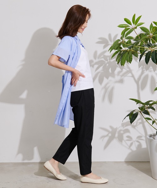 Arnold Palmer（アーノルドパーマー）の「ギャザー 半袖 シャツワンピース（シャツワンピース・レディース・ホワイト/ブラック/サックスブルー・S/M/L）」の19枚目の写真