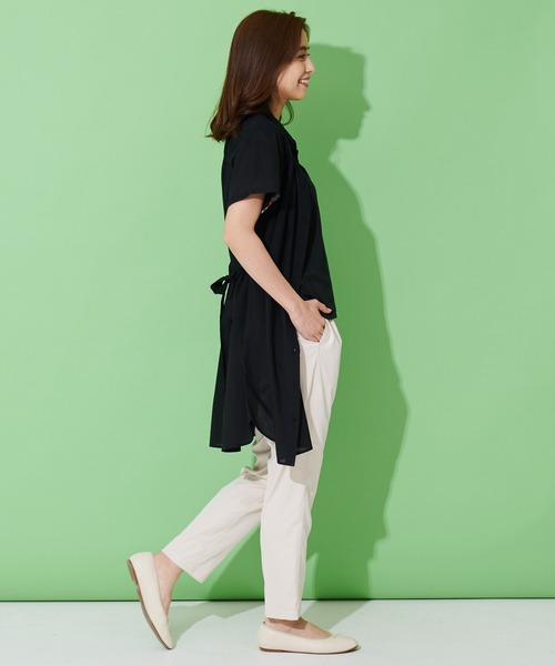 Arnold Palmer（アーノルドパーマー）の「ギャザー 半袖 シャツワンピース（シャツワンピース・レディース・ホワイト/ブラック/サックスブルー・S/M/L）」の15枚目の写真