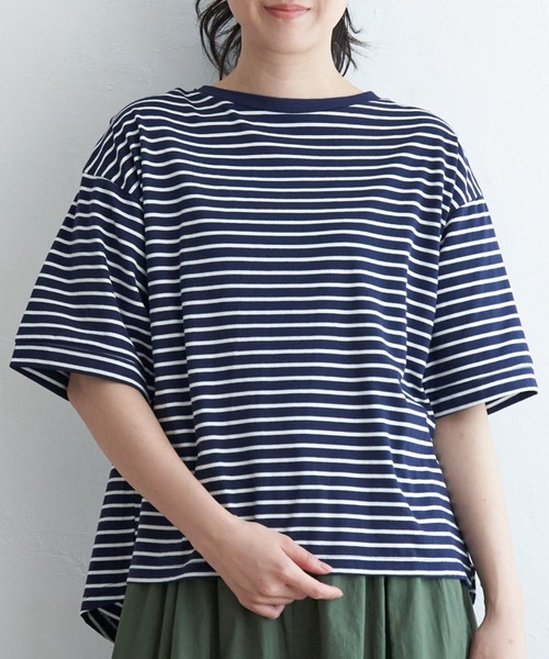 ikka(イッカ)の「コットンUSAバックシャンプルオーバー(Tシャツ/カットソー・レディース・グリーン/グレー/ネイビー/オフホワイト・M/L/S)」の4枚目の写真
