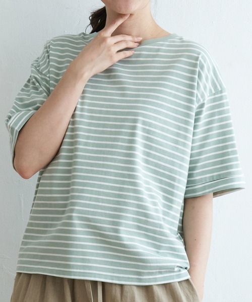 ikka(イッカ)の「コットンUSAバックシャンプルオーバー(Tシャツ/カットソー・レディース・グリーン/グレー/ネイビー/オフホワイト・M/L/S)」の3枚目の写真