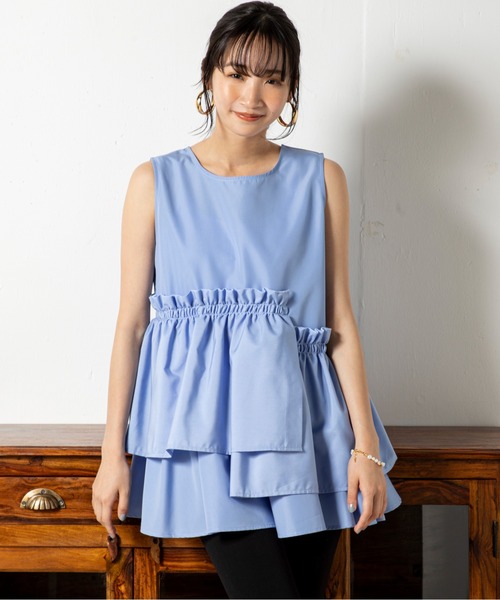 ブラウス シャツ ブロードアシメフリルブラウス レディース STYLEBLOCK ブラウス シャツ ブロードアシメフリルブラウス