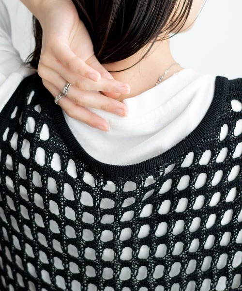 WEGO（ウィゴー）の「WEGO/メッシュニットOP（ワンピース・レディース・ブラック/ブラウン・FREE）」の7枚目の写真