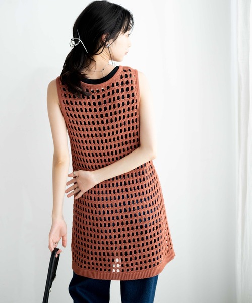 WEGO（ウィゴー）の「WEGO/メッシュニットOP（ワンピース・レディース・ブラック/ブラウン・FREE）」の14枚目の写真