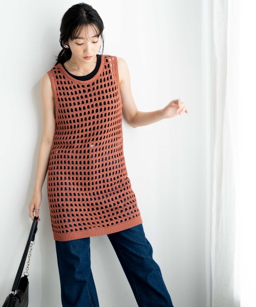 WEGO（ウィゴー）の「WEGO/メッシュニットOP（ワンピース・レディース・ブラック/ブラウン・FREE）」の12枚目の写真