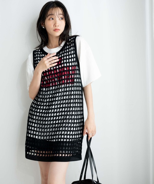 WEGO（ウィゴー）の「WEGO/メッシュニットOP（ワンピース・レディース・ブラック/ブラウン・FREE）」の9枚目の写真