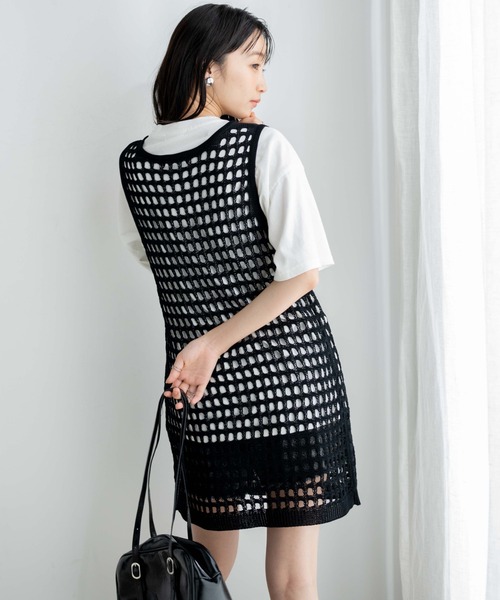 WEGO（ウィゴー）の「WEGO/メッシュニットOP（ワンピース・レディース・ブラック/ブラウン・FREE）」の10枚目の写真