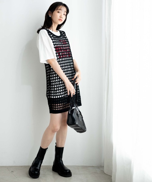 WEGO（ウィゴー）の「WEGO/メッシュニットOP（ワンピース・レディース・ブラック/ブラウン・FREE）」の11枚目の写真