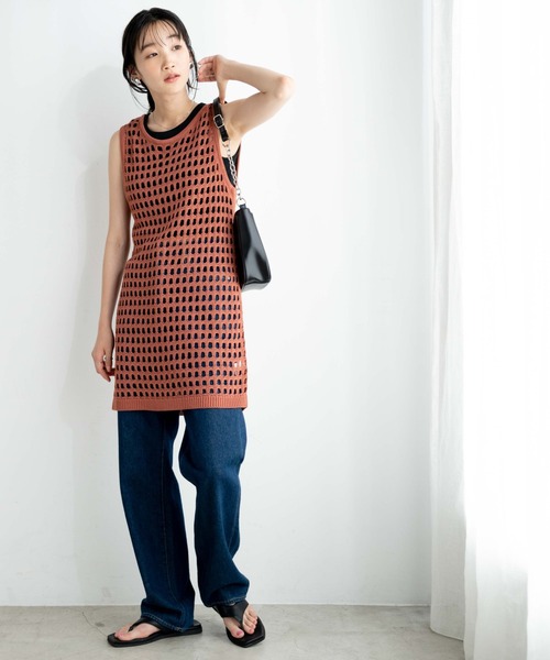 WEGO（ウィゴー）の「WEGO/メッシュニットOP（ワンピース・レディース・ブラック/ブラウン・FREE）」の4枚目の写真