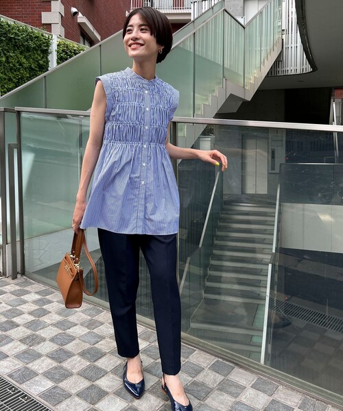 NOLLEY&#39;S - 美品NOLLEY&#39;Sノーリーズ23SSきれい色大人可愛いシャーリングブラウス ソフトローンバックシャーリングブラウス（5-0803-1-01-006