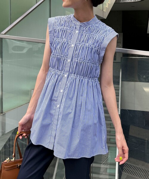 NOLLEY’S（ノーリーズ）の「シャーリングブラウス（シャツ/ブラウス・レディース・ブラック/ホワイト/ブルー系その他3/ライトグリーン・38）」の12枚目の写真