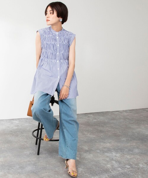 NOLLEY’S（ノーリーズ）の「シャーリングブラウス（シャツ/ブラウス・レディース・ブラック/ホワイト/ブルー系その他3/ライトグリーン・38）」の18枚目の写真