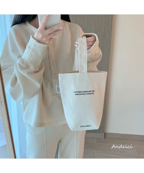 Chick（チック）の「ワンハンドル キャンバスバッグ（トートバッグ・レディース・アイボリー/ブラック/グリーン・FREE）」の9枚目の写真