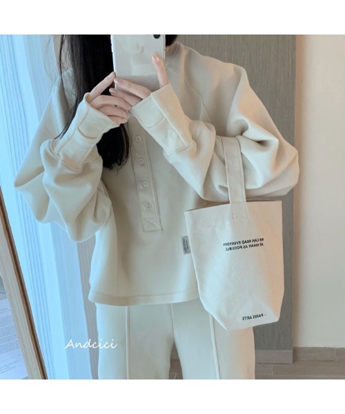 Chick（チック）の「ワンハンドル キャンバスバッグ（トートバッグ・レディース・アイボリー/ブラック/グリーン・FREE）」の10枚目の写真