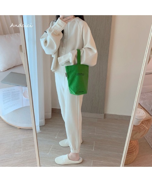 Chick（チック）の「ワンハンドル キャンバスバッグ（トートバッグ・レディース・アイボリー/ブラック/グリーン・FREE）」の16枚目の写真