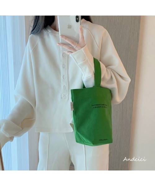 Chick（チック）の「ワンハンドル キャンバスバッグ（トートバッグ・レディース・アイボリー/ブラック/グリーン・FREE）」の18枚目の写真