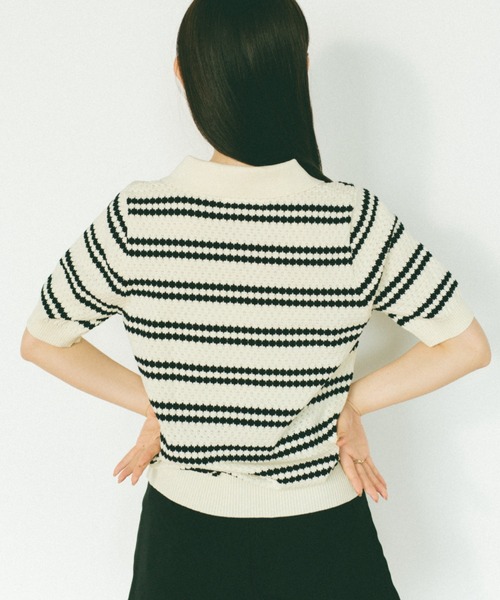 VANNIE U（ヴァニーユー）の「ボーダーポロニット（ニット/セーター・レディース・アイボリー/ブラック/グリーン・FREE）」の22枚目の写真