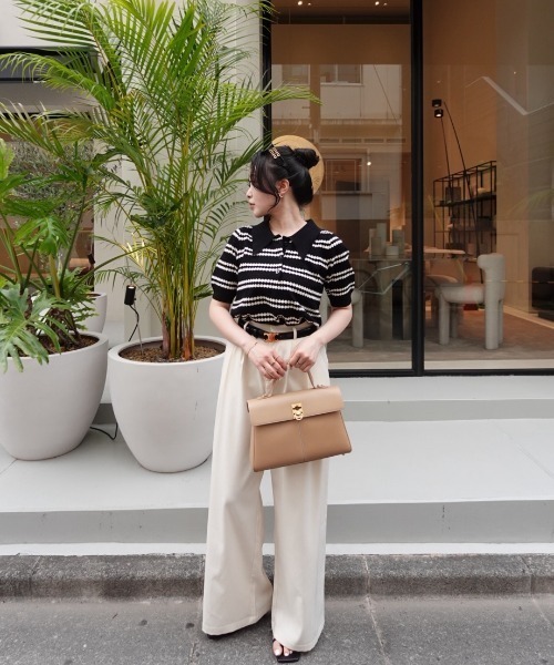 VANNIE U（ヴァニーユー）の「ボーダーポロニット（ニット/セーター・レディース・アイボリー/ブラック/グリーン・FREE）」の17枚目の写真