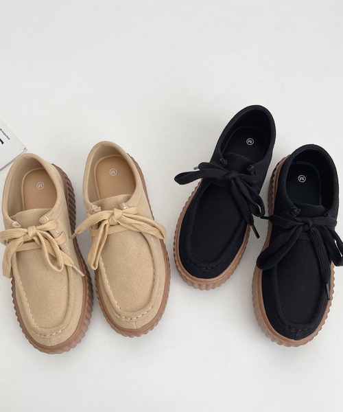 Shoes in Closet（シューズインクローゼット）の「超軽量厚底 リブソール  やわらか スニーカーライク モカシン 1948（モカシン/デッキシューズ・レディース・ブラック/ベージュ・L/S/M/LL）」の17枚目の写真