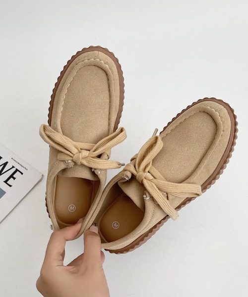 Shoes in Closet（シューズインクローゼット）の「超軽量厚底 リブソール  やわらか スニーカーライク モカシン 1948（モカシン/デッキシューズ・レディース・ブラック/ベージュ・L/S/M/LL）」の9枚目の写真