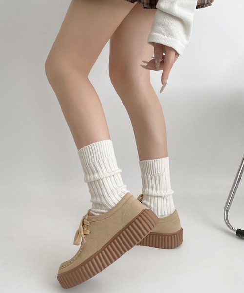 Shoes in Closet（シューズインクローゼット）の「超軽量厚底 リブソール  やわらか スニーカーライク モカシン 1948（モカシン/デッキシューズ・レディース・ブラック/ベージュ・L/S/M/LL）」の6枚目の写真