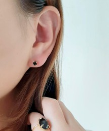 SARINOHANA/silver925シンプル一粒天然石ピアス/GOLD&SILVER
