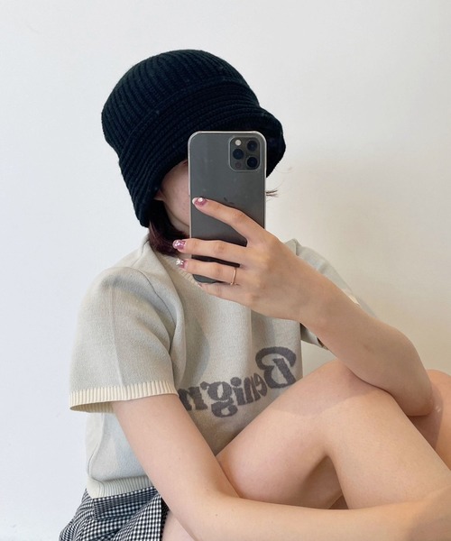 Heather(ヘザー)の「プルダウンニットワッチ 961470(ニットキャップ/ビーニー・レディース・ブラック/アイボリー・ONE SIZE)」の3枚目の写真