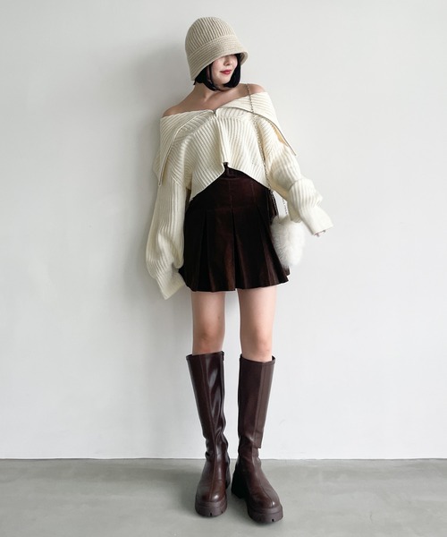 Heather(ヘザー)の「プルダウンニットワッチ 961470(ニットキャップ/ビーニー・レディース・ブラック/アイボリー・ONE SIZE)」の22枚目の写真