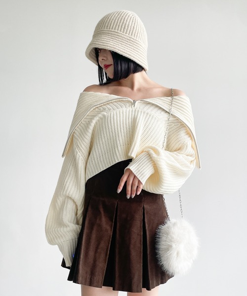 Heather(ヘザー)の「プルダウンニットワッチ 961470(ニットキャップ/ビーニー・レディース・ブラック/アイボリー・ONE SIZE)」の20枚目の写真