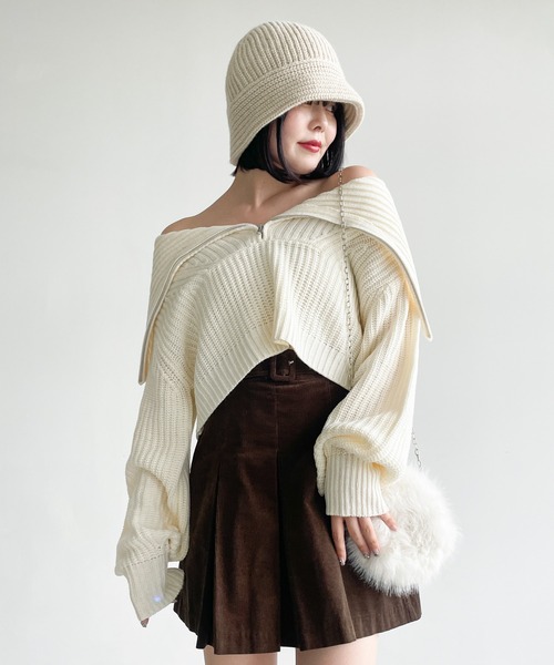 Heather(ヘザー)の「プルダウンニットワッチ 961470(ニットキャップ/ビーニー・レディース・ブラック/アイボリー・ONE SIZE)」の21枚目の写真