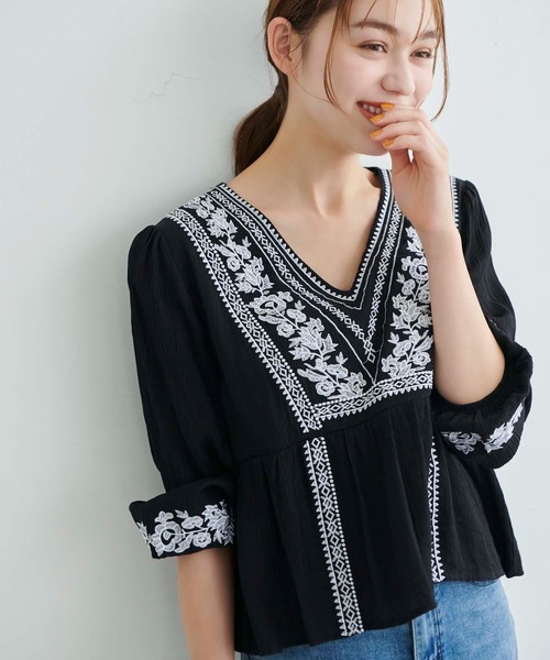 Edit Sheen(エディットシーン)の「刺繍切り替えブラウス(シャツ/ブラウス・レディース・ブラック/サックスブルー・M)」の18枚目の写真
