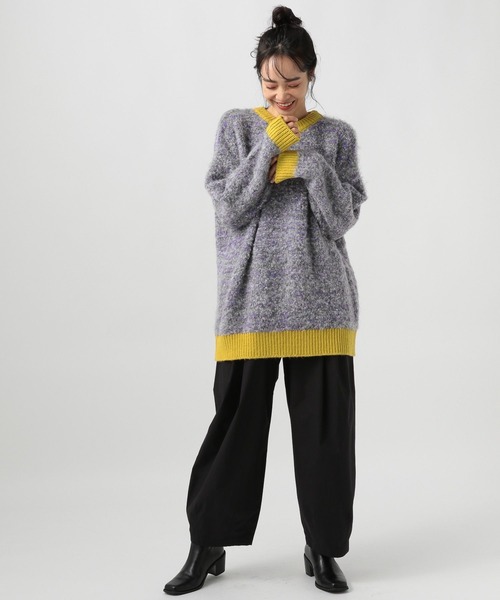BAYFLOW（ベイフロー）の「バイカラーニットプルオーバー（ニット/セーター・レディース・ブラック/ブルー/グレー・FREE）」の5枚目の写真