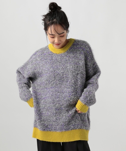 BAYFLOW（ベイフロー）の「バイカラーニットプルオーバー（ニット/セーター・レディース・ブラック/ブルー/グレー・FREE）」の9枚目の写真