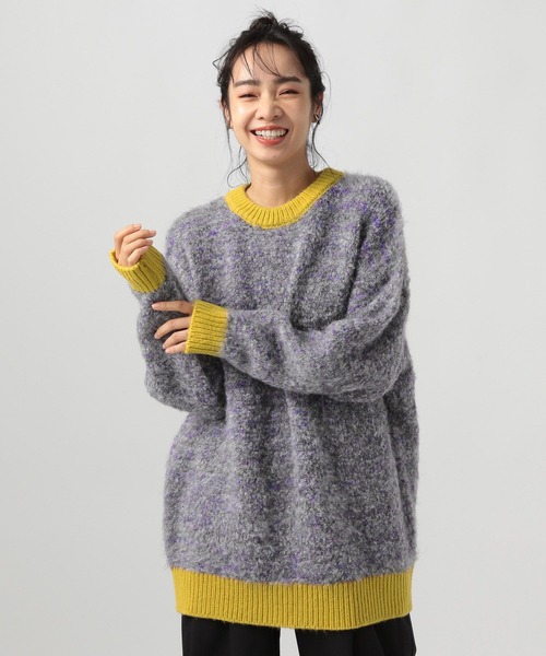 BAYFLOW（ベイフロー）の「バイカラーニットプルオーバー（ニット/セーター・レディース・ブラック/ブルー/グレー・FREE）」の11枚目の写真