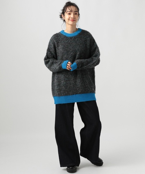 BAYFLOW（ベイフロー）の「バイカラーニットプルオーバー（ニット/セーター・レディース・ブラック/ブルー/グレー・FREE）」の14枚目の写真