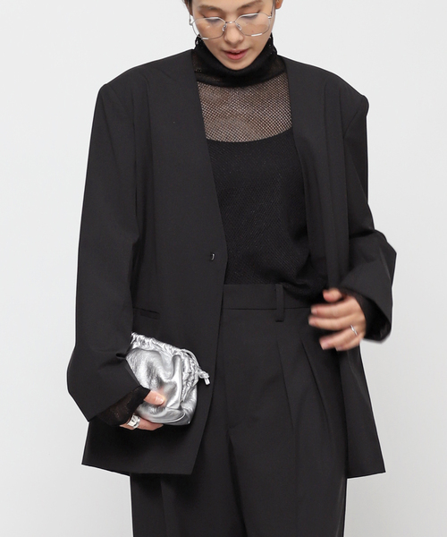 AP STUDIO(エーピーストゥディオ)の「TYPEWRITER NOCOLOR JACKET(ノーカラージャケット・レディース・ブラック・36/38)」の1枚目の写真