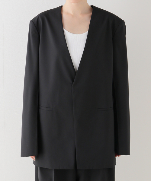 AP STUDIO(エーピーストゥディオ)の「TYPEWRITER NOCOLOR JACKET(ノーカラージャケット・レディース・ブラック・36/38)」の7枚目の写真