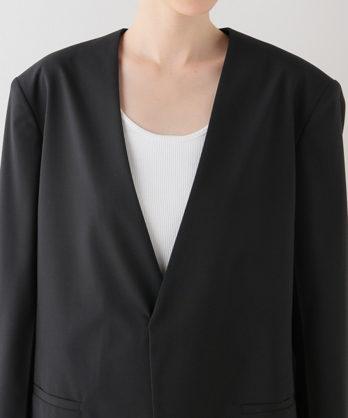 AP STUDIO(エーピーストゥディオ)の「TYPEWRITER NOCOLOR JACKET(ノーカラージャケット・レディース・ブラック・36/38)」の10枚目の写真