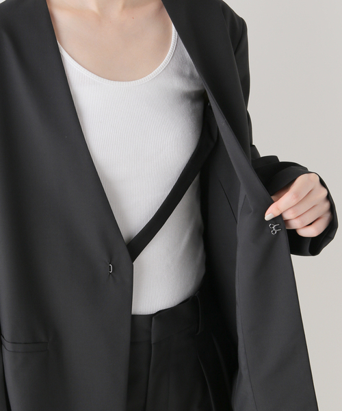 AP STUDIO(エーピーストゥディオ)の「TYPEWRITER NOCOLOR JACKET(ノーカラージャケット・レディース・ブラック・36/38)」の16枚目の写真