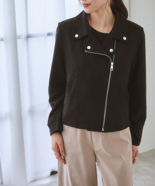 nissen（ニッセン）の「フェイクスエードライダースジャケット（ライダースジャケット・レディース・モカ/ブラック・L/LL/M/S）」の9枚目の写真