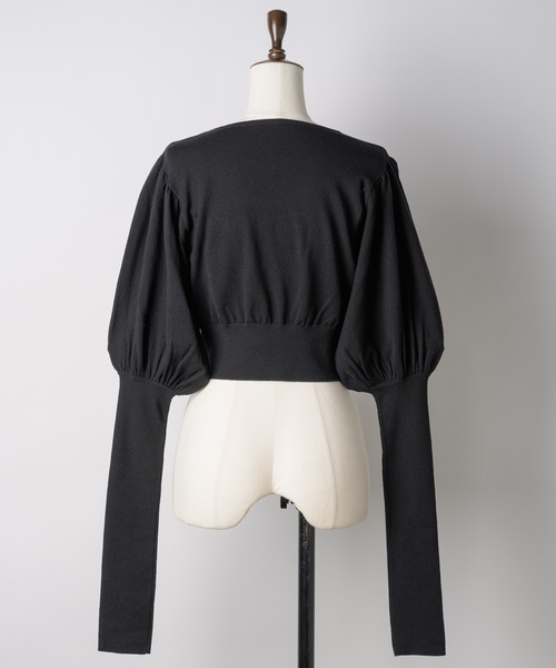 VIOLETTA（ヴィオレッタ）の「レースカラークロップドニットトップス（ニット/セーター・レディース・ホワイト/グレー/ブラック/ライトグリーン/ネイビー・FREE）」の7枚目の写真