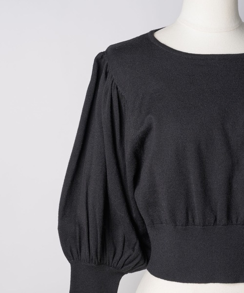 VIOLETTA（ヴィオレッタ）の「レースカラークロップドニットトップス（ニット/セーター・レディース・ホワイト/グレー/ブラック/ライトグリーン/ネイビー・FREE）」の9枚目の写真