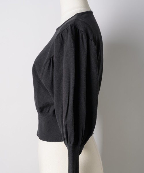 VIOLETTA（ヴィオレッタ）の「レースカラークロップドニットトップス（ニット/セーター・レディース・ホワイト/グレー/ブラック/ライトグリーン/ネイビー・FREE）」の10枚目の写真