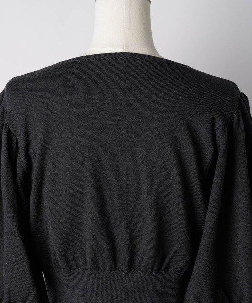 VIOLETTA（ヴィオレッタ）の「レースカラークロップドニットトップス（ニット/セーター・レディース・ホワイト/グレー/ブラック/ライトグリーン/ネイビー・FREE）」の12枚目の写真