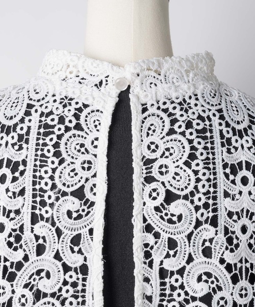 VIOLETTA（ヴィオレッタ）の「レースカラークロップドニットトップス（ニット/セーター・レディース・ホワイト/グレー/ブラック/ライトグリーン/ネイビー・FREE）」の20枚目の写真