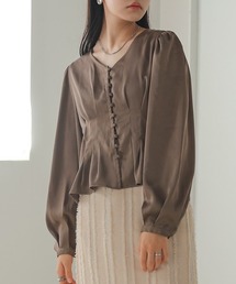 ウエストタックペプラムブラウス